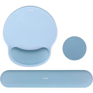 MOSISO Wrist Rest Support for Mouse Pad&Keyboard Set, Circle Curved Ergonomic Mousepad&Coaster Non-Slip Base Home/Office Pain Relief&Easy Typing Pad with Soft Cloth&Silicone Lining, Air Blue