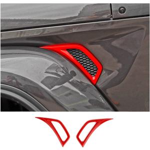 Voodonala Wheel Eyebrow Side Air Conditioning Vent Decoration Cover Trim for Jeep Wrangler JL JLU Gladiator JT 2018-2024(2pcs,red,ABS)