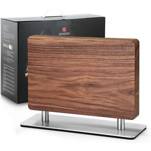 Xinzuo Magnetic Knife Block, Natural Walnut Knife Holder Stand for Counter Top,with Strong