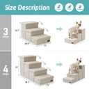 Dog Stairs with Storage, 4-Step Wider Sturdy Dog Steps for Dogs and Older Cats, Folding Doggie Ramp for Bed/Couch/Car Hold Up to 180 lbs (22" H, Beige), Size: 38.1"L x 17"W x 22"H