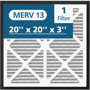 20x20x3 MERV 13 Air Filter Compatible with Zephyr VGF Series 20x20x3 Whole Home Deep Pleated Return Air Grille Filter, MERV 13 Air Filtration System, White, 1 Pack