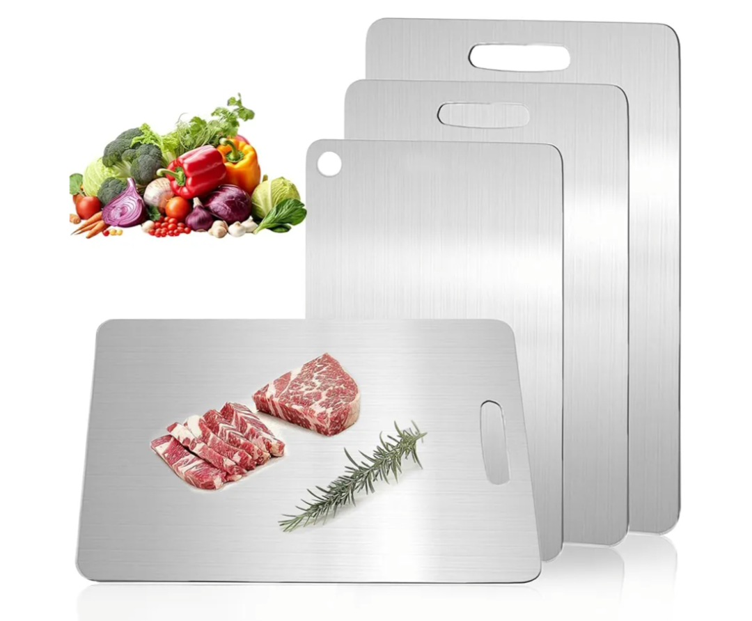 Katuchef Titanium Cutting Board,2026 New 100% Pure Titanium Cutting Boards for Kitchen,Titan Cut Pro Non toxic Doubld-Side Durable Chopping Boards, Easy to Clean and Store(3PCS-S+M+L)