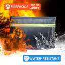 Fireproof Document Bag  3 Pack (15" x 11", 13" x 9.7", 10.5" x 8") Fireproof & Water- proof Document Organizer | Document Holder with Zipper Secure for Cash, Passports, Check& More (Black)