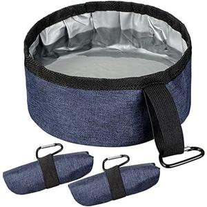 Meanplan 2 Pack Portable Dog Bowls Foldable Travel Dog Dish Portable Puppy Water and Food Bowl Pet Hiking Accessories for Small and Large Pets(Dark Blue,40 oz)