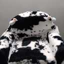 2-in-1 Toddler Chair and Couch  Soft Faux Rabbit Fur, Cow Pattern Design, Fold Out Seat for Reading & Nap, Ages 13