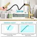 Bathroom Sink Faucet with 4 Mode Pull Down Sprayer, Brushed Gold Single Handle Pull Out Faucet with Pop-Up Drain, 1 or 3 Hole Laundry Bar Basin Faucet with Deck Plate