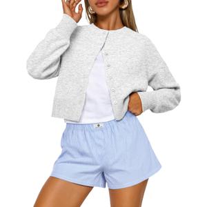 Trendy Queen Cropped Cardigan Sweaters for Women Lightweight Crop Knit Y2k Fall Outfits Fashion Clothes 2025 (Small, Grey) Trendy Queen Cropped Cardigan Sweaters for Women Lightweight Crop Knit Y2k Fall Outfits Fashion Clothes 2025 (Small, Grey)