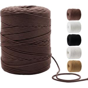 547 Yards 4mm Soft 4 Strand Twisted Cotton Macrame Cord Brown