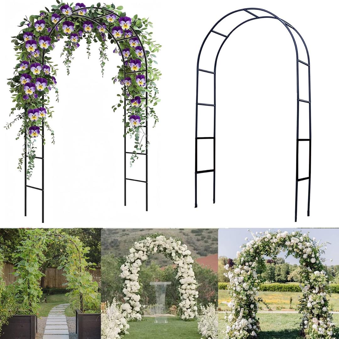 Garden Arch Trellis for Climbing Plants Outdoor - 4.6 * 7.8Ft, 100% Metal Sturdy Garden Arbor with Rust-Proof Coating, Garden Arch for Climbing Plants, Party Wedding Arch Decoration, Without Base