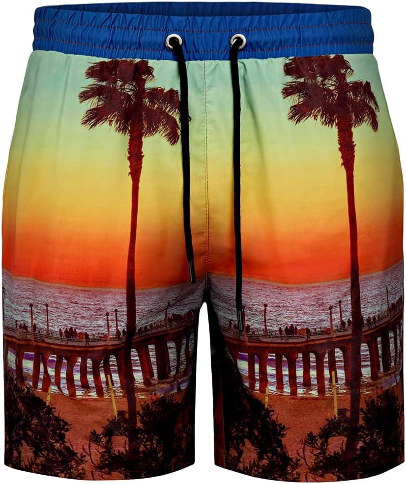 GINGTTO Men's Beach Shorts Bathing Suits with Mesh Lining (XS)