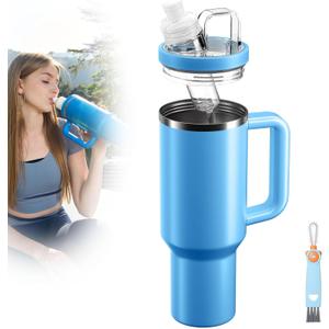 Tumbler Adapter for Stanley, Lid Adapter Compatible with Flavor Cartridges, Fits Stanley Quencher 30oz & 20oz H2.0 FlowState Tumblers, Leak Proof Lid Replacement (Azure)