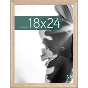 MCS Studio Gallery Classic 18x24 Poster Frame Natural Woodgrain Engineered Wood, Vertical & Horizontal Wall Hanging Large Picture Frame for Photos, Posters & Art Prints (1-Pack)