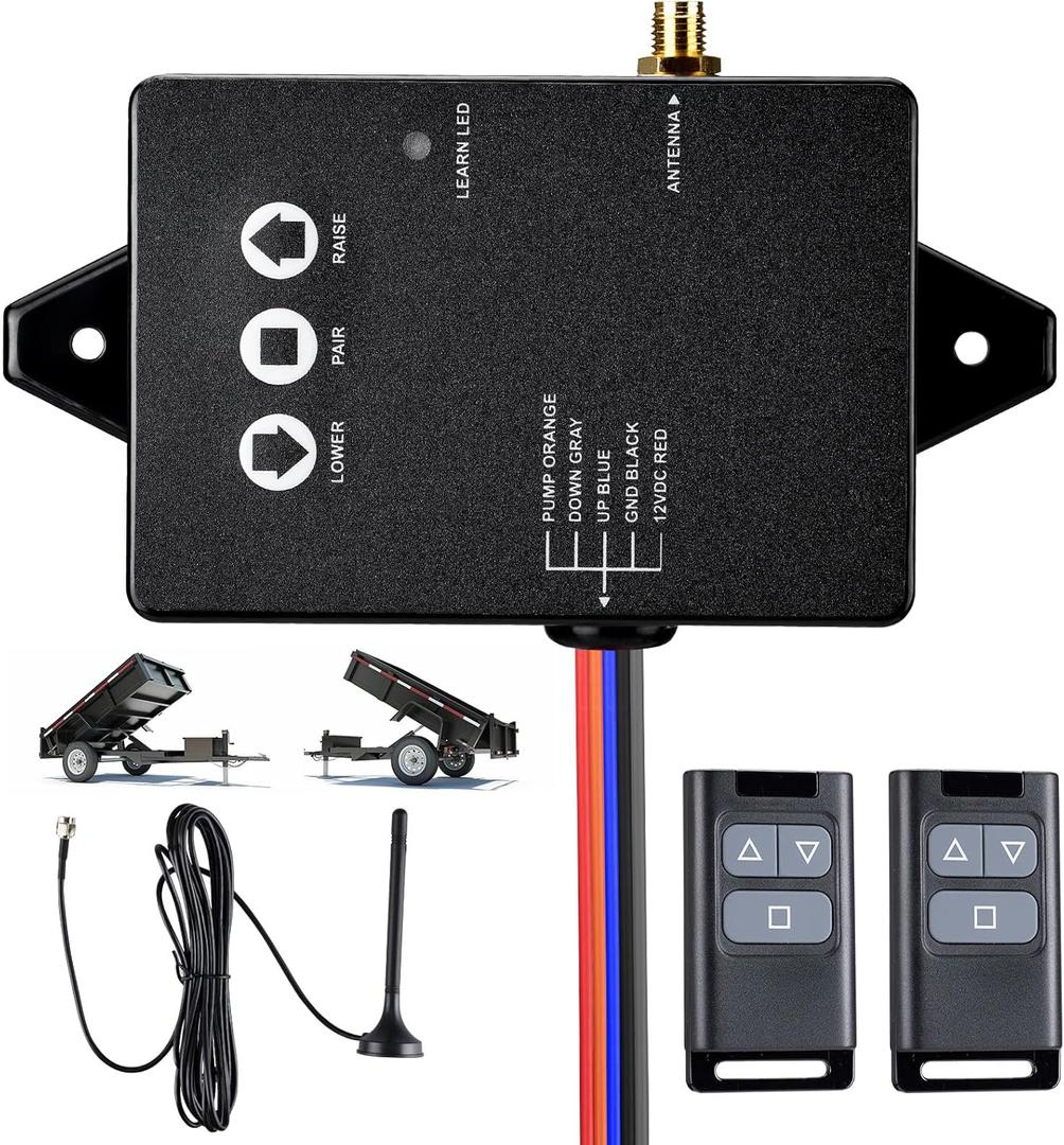 Hifybaty Upgraded Wireless Dump Trailer Remote Controller - High Power Edition for 3-Wire/4-Wire 12V Hydraulic Dump Trailer Wireless Remote Kit Hydraulic Trailer Controllers