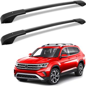 KINGGERI Roof Rack Cross Bars Fit for Volkswagen Atlas 2017-2026, Aluminum Roof Rails Crossbars Rooftop Cargo Carrier Bag Luggage Rails Skiboard Bike Black Accessories