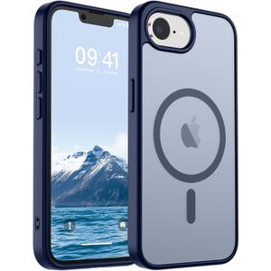 SUPFINE Magnetic for iPhone 16e Case 2025 (Compatible with MagSafe)(Military Grade Drop Protection) Slim Translucent Matte Shockproof with Anti-Fingerprint Phone Case,Navy Blue