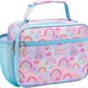 Bagseri Lunch Bag for Girls - Kids Lunch Box Insulated Leak-Proof and Reusable Lunch Box for Girls Toddler Lunch Bag for Daycare and School, Pink Rainbow (Water Bottle Not Included)