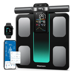 Scale for Body Weight 8 Electrodes Dual Frequency BIA Measurement Digital Bathroom Scale with Handle VA Display 28 Body Metrics Compatible with iOS & Android