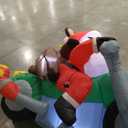 JOIEDOMI 7 FT Long Christmas Inflatables Outdoor Decorations, Inflatable Santa Riding Motorcycle with Reindeer, Blow Up Yard Decoration with Build-in LED for Xmas Party Outdoor Yard Garden Lawn Décor