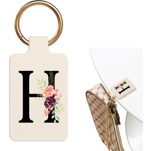 Letter A-Z Strong Magnetic Purse Holder Stylish Floral Design Handbag Hanger for Women Suitable for Table Tops Metal Wall Door Hinge Frame Shopping Cart Valentine's Day Gift Bag Charms