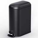 CEROELDA Small Bathroom Trash Can with Lid Soft Close, 5L/1.3 Gallon Stainless Steel Slim Garbage Can, Metal Waste Basket with Step Pedal, for Office, Bedroom, Toilet, Dorm Room (Black, 1.3 Gallon)