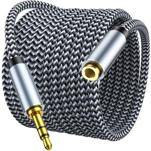 MORELECS Aux Extension Cord 15ft, 3.5mm 1/8 Aux Stereo Audio Cable Male to Female Stereo Audio Extension Adapter Cable Nylon Braided Male to Female AUX Cord Compatible Phones, Headphones,Speakers, PC