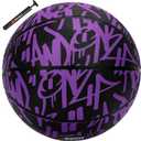 AND1 Fantom Graffiti Rubber Basketball - Streetball for Indoor and Outdoor Use, Deep Channel Construction and Durability (28.5 W/ Pump, Purple)
