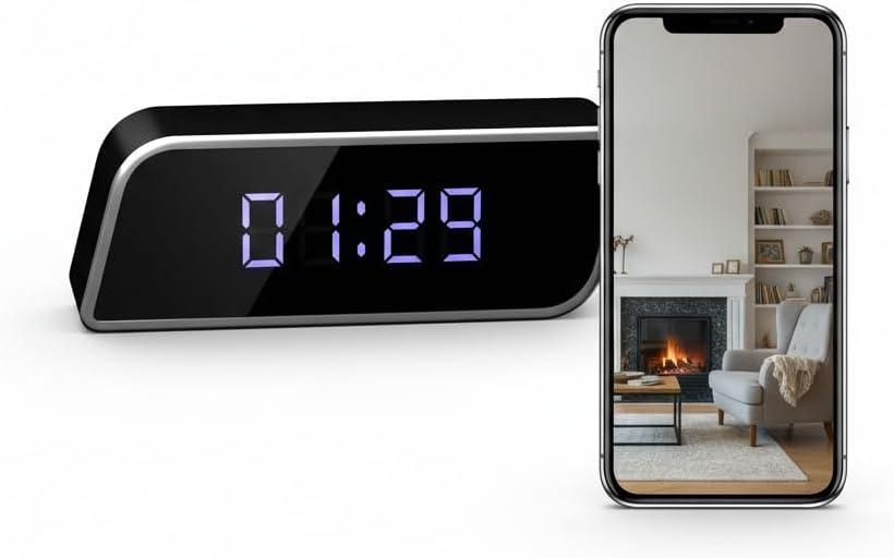 Smart Clock Camera Multi-Functional 4K UHD Cameras with Night Vision, Support Local Storage, App Remote View, 2600mAh Battery, WiFi&AP Model, No Audio