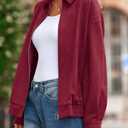 PRETTYGARDEN Faux Suede Bomber Jacket Women Fall Fashion 2026 Casual Zip Up Oversized Trendy Winter Clothing Outerwear Coats (Burgundy,Small) (S)