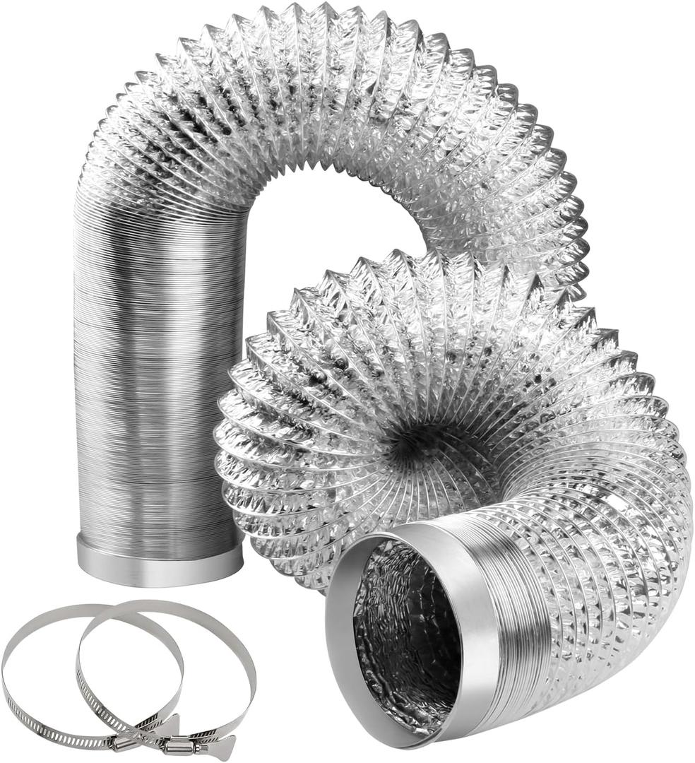 4-Inch Dryer Vent Hose 10FT, Flexible Aluminum Duct with 2 Clamps, Heavy-Duty Four Layer Protection for HVAC Ventilation and Exhaust