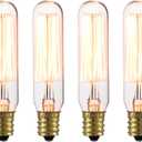 GLOBE Electric 80151 40W Vintage Edison Mini Tube Clear Glass Dimmable Incandescent Light Bulb, 4-Pack, E12 Base, 210 Lumens, Modern Lighting for Bedroom or Office, Lights for Home