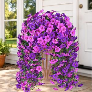 Realistic Artificial Flowers for Outdoors, 2 PCS Full UV Resistant Artificial Outdoor Flowers, Large Size Faux Flowers for Outdoor planters Fake Hanging Flowers Plants for Porch, Front Door, Garden