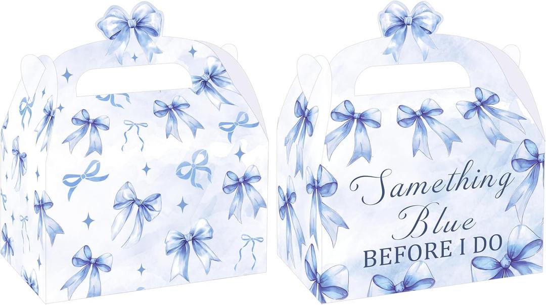 Something Blue Before I Do Bridal Shower Treat Boxes Something Blue Bridal Shower Decorations 12pcs Blues Bow Before I Do Gift Wrap Boxes for Bachelorette Engagement Wedding Party Favor Supplies