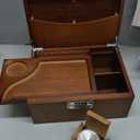 GLENCREAG Stash Box with Rolling Tray, Smell Proof Large Bamboo Storage Box with Lock, Decorative Set Includes Glass Jars & Grinder, Gift for Men Women (Brown)