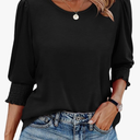 XIEERDUO Blouses for Women Dressy Casual 3/4 Length Sleeve Womens Tops with Smocked Cuffs, size 3XL