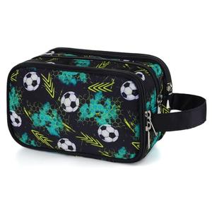 Vipdeal Kids Toiletry Bag for Boys, Travel Toiletry Bag for Little Young Boys Waterproof Hanging Wash Bag Toddler Traveling Toiletries, Soccer Balls Black