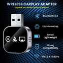 Wireless Carplay Mirror Link Adapter for Apple 3 in 1 Bluetooth Mirroring iOS Phone to Car Screen Adapter 2026 Wired to Wireless Portable USB Car Play Screen Connector for iPhone to Watch Movies