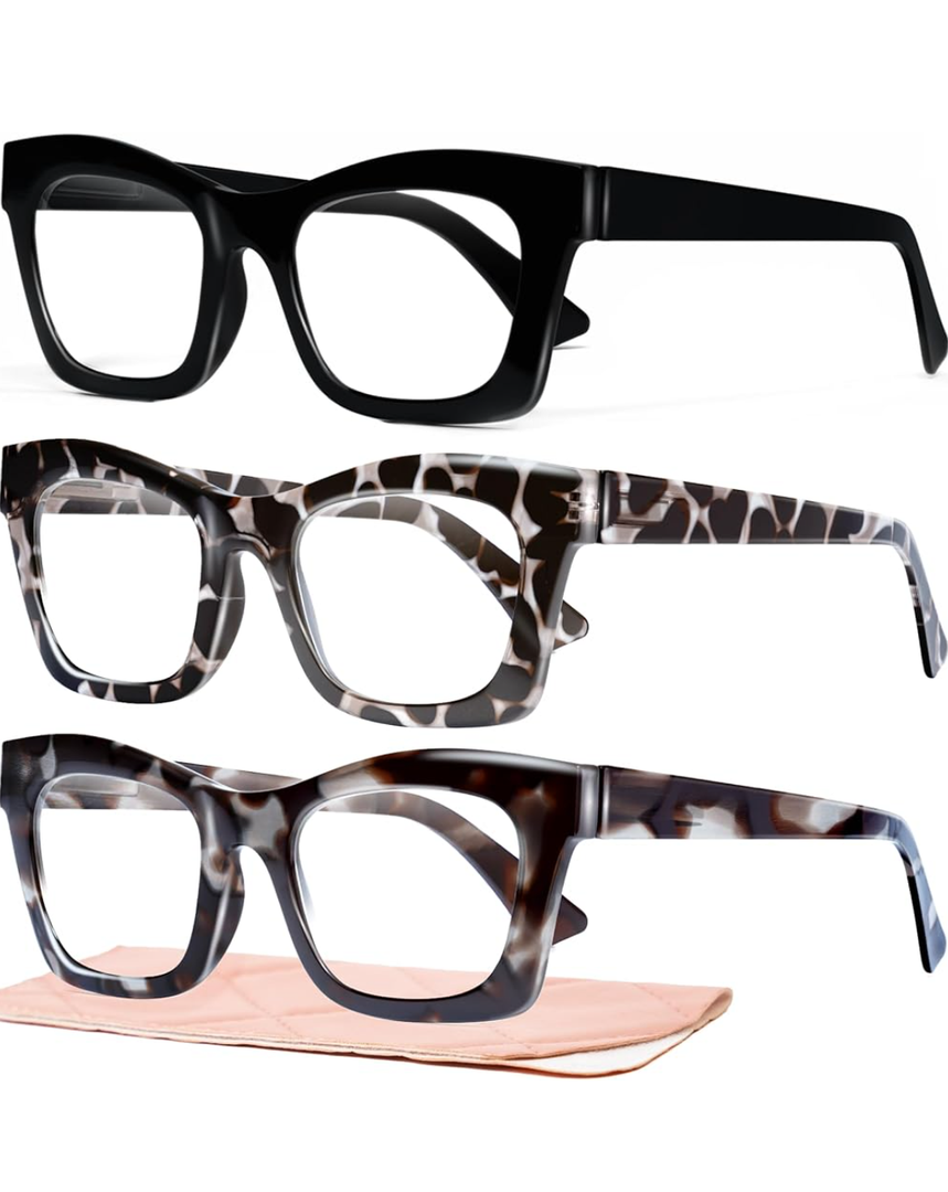 CCVOO Stylish Reading Glasses for Women, Eyeglasses, Blue Light Readers for Women, Computer Eye Glasses, Cheaters, +2.0
