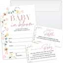 Utaqer Wildflower Baby Shower Invitation Cards With Envelopes, Diaper Raffle Tickets, Baby for Book 100 piece set, Gender Reveal Party for Baby Boys & Girls, Gender Neutral Party Supplies/tz-b003