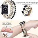 MOFREE Beaded Bracelet Compatible with Apple Watch Band 38mm/40mm/41mm/42mm, Fashion Elastic Stretch Women Bands for iWatch Series 11/10/9/8/7/SE/6/5/4/3/2/1 iPhone Watch Strap Bands (Black/Gray/Gold)