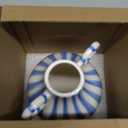 Blue and White Ceramic Vase, Mid Century Modern Striped Small Vases for Flower&Pampas Grass Centerpiece, Blue White Checkered Vase for Dining Table Kitchen Tabletop Minimalist Decorative