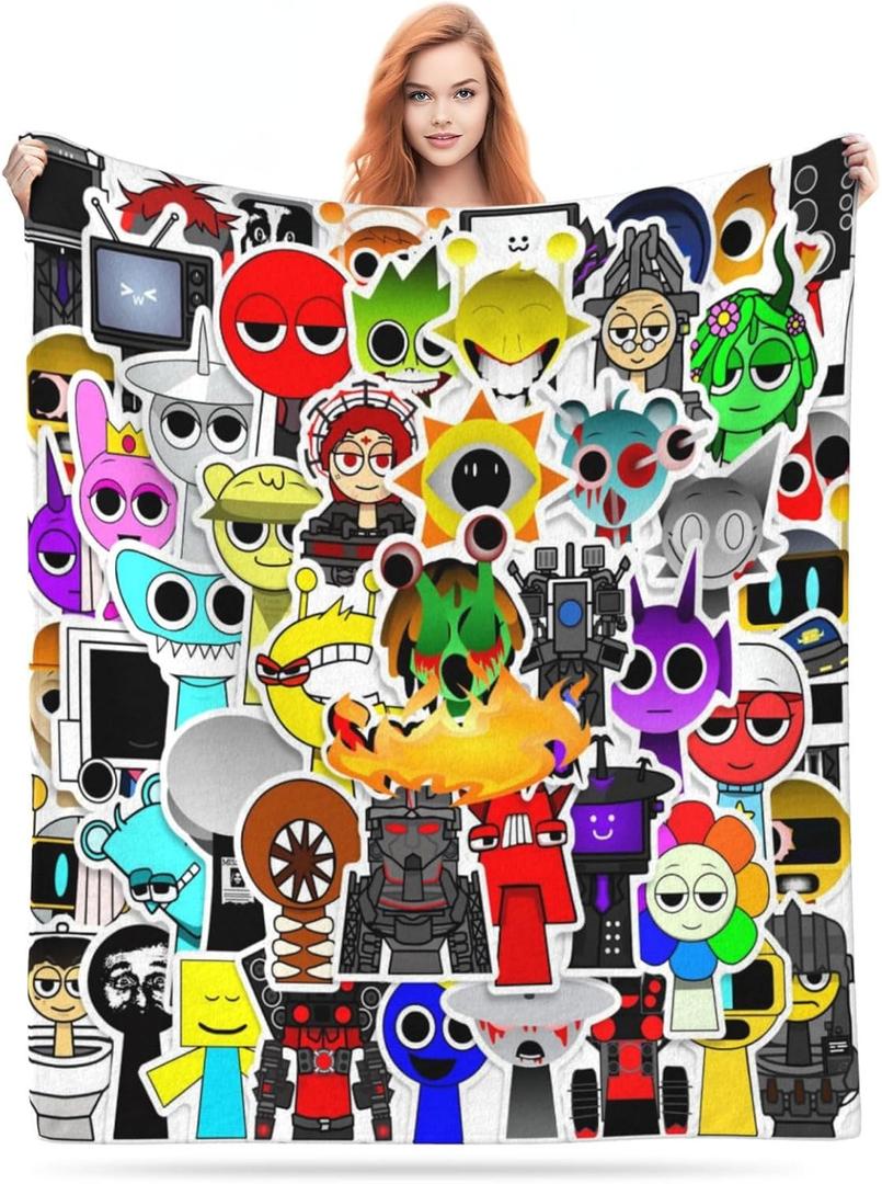 FINENESS SINCE 1988 Game Cartoon Printed Blanket for Boys Gamer Cartoon Throw Blanket for Boys Birthday Gift Home Fleece Throw Blankets for Couch Bed Sofa Gamer Blanket 60"x50"