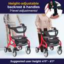 Drive Medical Nitro Sprint Foldable Rollator Walker with Seat - Lightweight Support - Large Wheels - Compact Folding Design - Adjustable Comfort - Standard Size - Red