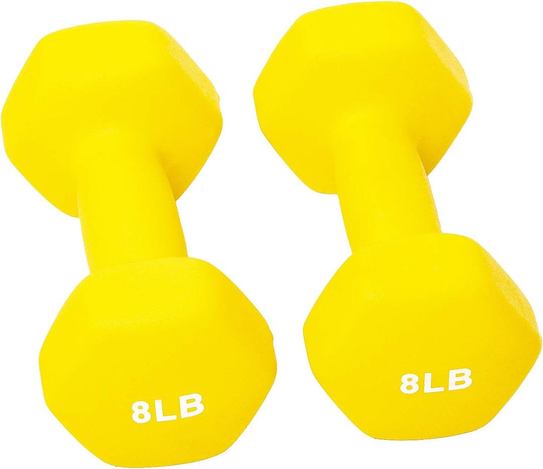 BalanceFrom Set of 2 Neoprene Coated Non-Slip Grip Dumbbell Weights, 8lb 