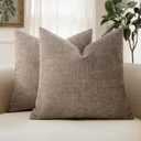 MIULEE Pack of 2 Decorative Throw Pillow Covers Soft Chenille Throw Pillows Solid Textured Cushion Covers for Couch Sofa Bedroom Living Room 20x20 Inch,Light Taupe
