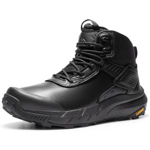 NORTIV 8 Men's Waterproof Military Tactical Work Boots Leather Motorcycle Combat Lightweight Non-Slip Hiking Boots for Men VaporGuard (11 Wide, Black-6 Inches)