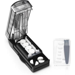 Multiple Pill Cutter for Small or Large Pills, Adjustable Pill Splitter for Multi Tablets, Stainless Steel Cutting Blade and Blade Guard (Black)