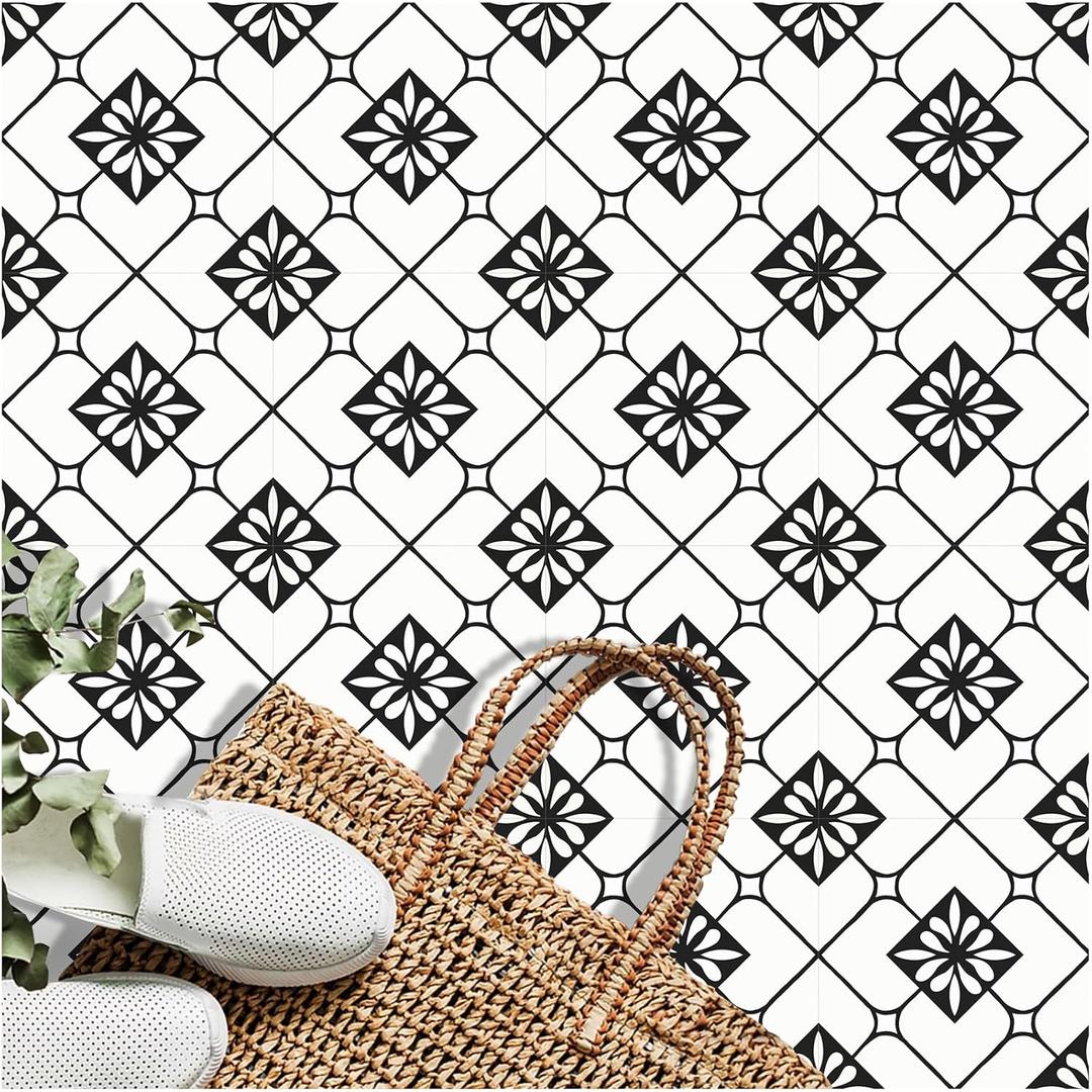 MORCART Peel and Stick Floor Tile, 20-Pack 7.87" x 7.87" Matte Vinyl Floor, Self Adhesive Waterproof Flooring DIY for Renter, Removable Tile Sticker for Bathroom, Kitchen, Bedroom, Wall (Black)