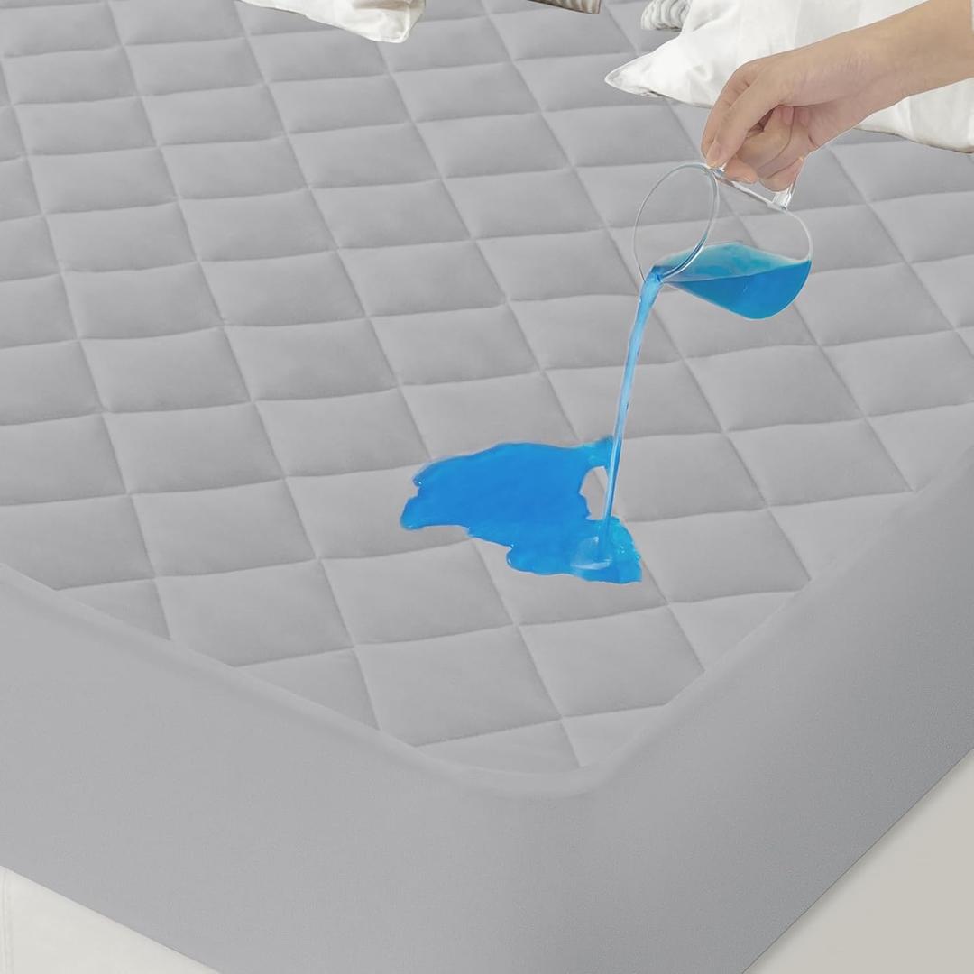 Queen Mattress Protector Waterproof, Mattress Pad Quilted, Queen Size Mattress Cover Fitted Mattress Topper, Up to 20 Inch, Gray