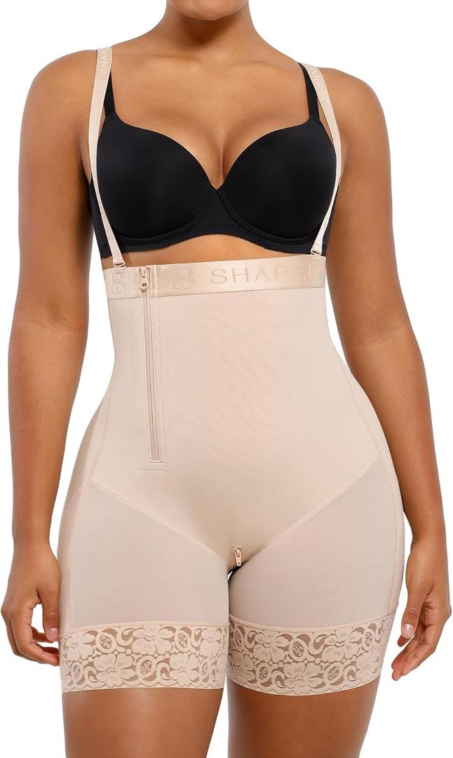 SHAPELLX Colombianas Body Shaper for Women Tummy Control Shapewear Plus Size Bodysuit With Butt Lift (L, A2-beige)