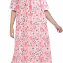 WBQ Plus Size Nightgowns For Women Floral Printed Short Sleeve Bow Tie Nightdress Lace cuff and Neckline Sleepwear (3X-Large, Pink Fruit Pattern)